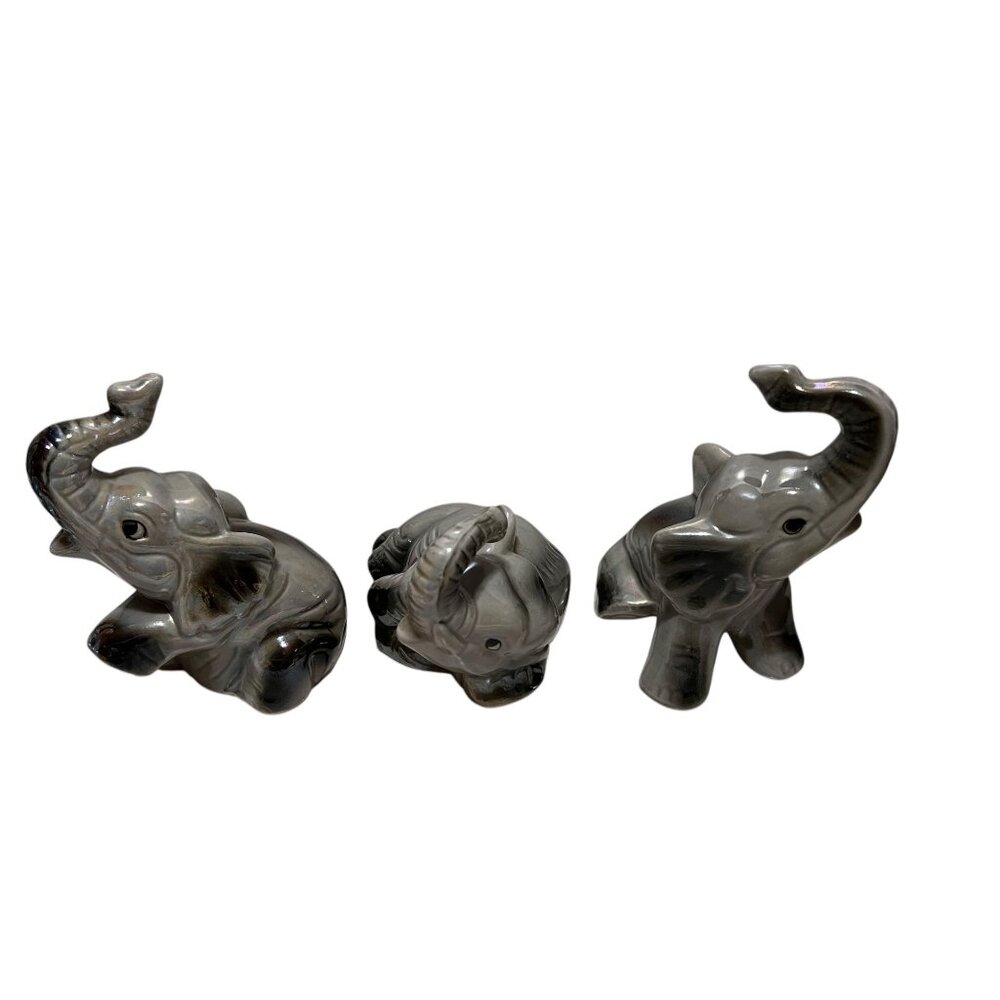 Set Of 3 Vintage Ceramic Elephant Figurines Made in Brazil - Picture 6 of 7